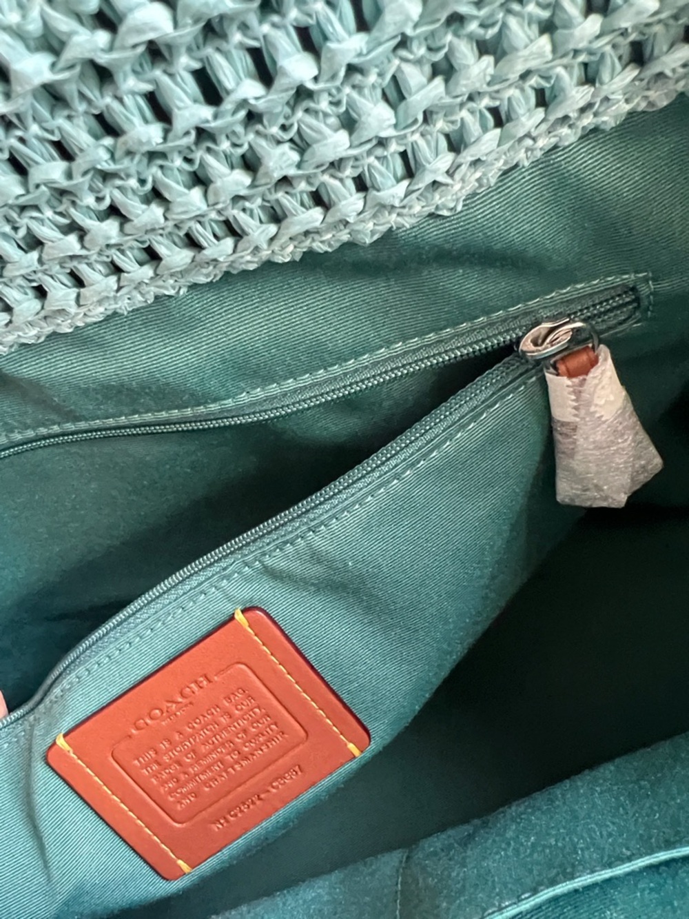 NWT Coach Straw City Tote Light Turquoise Multi -Limited seasonal release - Picture 3 of 9